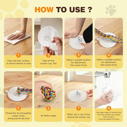 Duocharm Interactive Suction Cup Tug Dog Toy for Small to Medium Dogs,Cotton Tug Rope,Puppy Teething Toy,Indestructible Chew Toy for Aggressive Chewers,Puzzle Enrichment Toy to Keep Dogs Busy,Red-Blue
