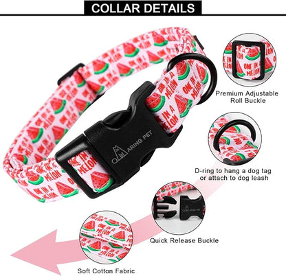 ARING PET Summer Dog Collar-Cute Watermelon Dog Collar for Small Dogs, Adjustable Soft Cotton Girl Dog Collars for Small Medium Large Dogs, X-Small