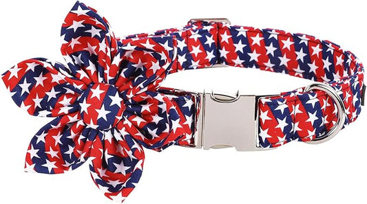 Lionet Paws Dog Collar with Flower, Soft and Comfortable, Adjustable Collar for Small Dogs Girl, Neck 10-16 inches