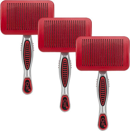 CHI for Dogs Self-Cleaning Pivoting Slicker Brush - High-End Dog Grooming Brush for Small Breeds - Detangling and Deshedding Tool for Coats - Size Small for Everyday Use - 3 Pack
