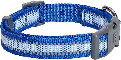 Blueberry Pet Medium Dog Collar in Reflective Navy Blue | Adjustable Classic Nylon Strap | Durable, Stylish & High-Visibility Dog Gear