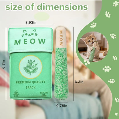 6 Pack Catnip Toys for Cats, Organic Cat Chew Toy and Safe Kitten Teething Chew and Kicker Toys, Funny Pre-Roll Shape for Cat Anxiety Relief, Stress Relieving Fun for Indoor Cats