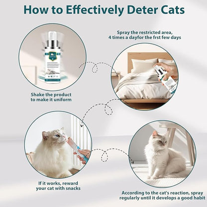 Advanced Cat Deterrent Spray, Natural Formula Cat Repellent Indoor and Outdoor, Strengthened Cat Scratch Deterrent for Furniture, Sofas, Rugs, Curtain Protection, Stop Cats from Urinating (Green, M)