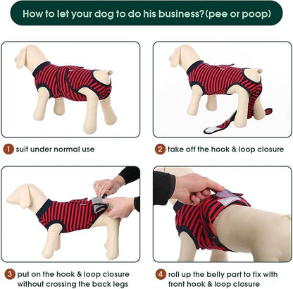 Kuoser Recovery Suit for Dogs Cats After Surgery, Professional Pet Recovery Shirt Dog Abdominal Wounds Bandages, Substitute E-Collar & Cone,Prevent Licking Dog Onesies Pet Surgery Recovery Suit