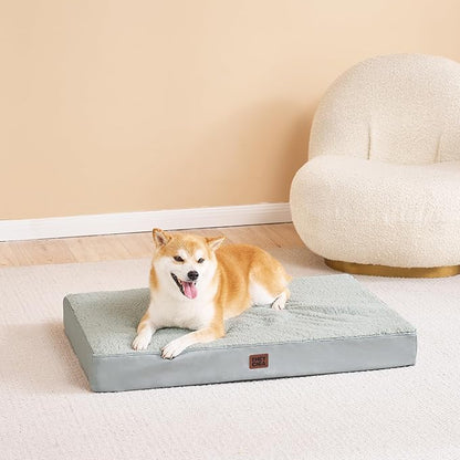 EHEYCIGA Orthopedic Medium Dog Beds for Small Dogs with Removable Washable Cover for Crate, Greyish Green, 30x20