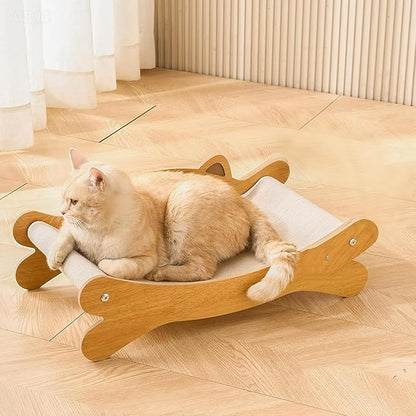 RizzQi Cat Scratcher Bed for Indoor Cats & Hammock Lounge & Scratch Pad,Wooden Modern Cat Scratcher & Cat Beds & Furniture Sturdy and Durable for All Types of Cats Play and Rest