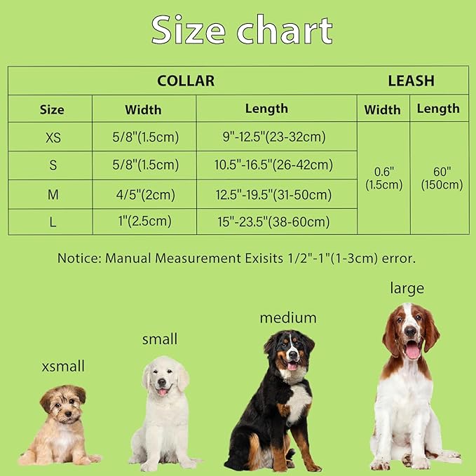 Dog Collar and Leash Set Adjustable Girls Puppy Floral Collars with Bow Tie for Small Medium Large Dogs(L, Avocado)