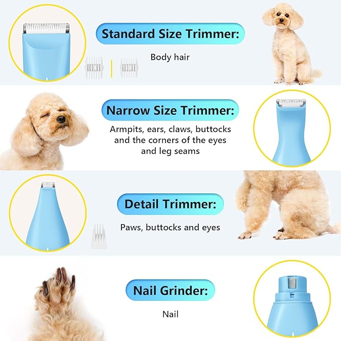 SUPRENT Dog Grooming Kit, 4 in 1 Quiet Pet Clippers for Grooming