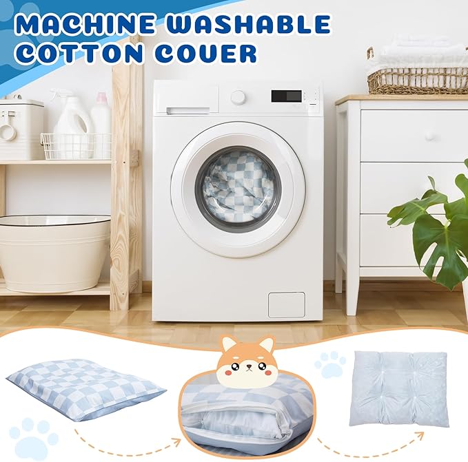 UWELL PETS Large Dog Bed with Removable Washable Cover for Large Dogs Deluxe Plush Dog Crate Beds Comfy Kennel Pad Waterproof Lining and Blue Gel Memory Foam Memory Foam（Blue 40.2 * 30 * 4in）