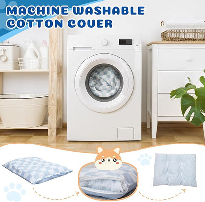 UWELL PETS Large Dog Bed with Removable Washable Cover for Large Dogs Deluxe Plush Dog Crate Beds Comfy Kennel Pad Waterproof Lining and Blue Gel Memory Foam Memory Foam（Blue 40.2 * 30 * 4in）