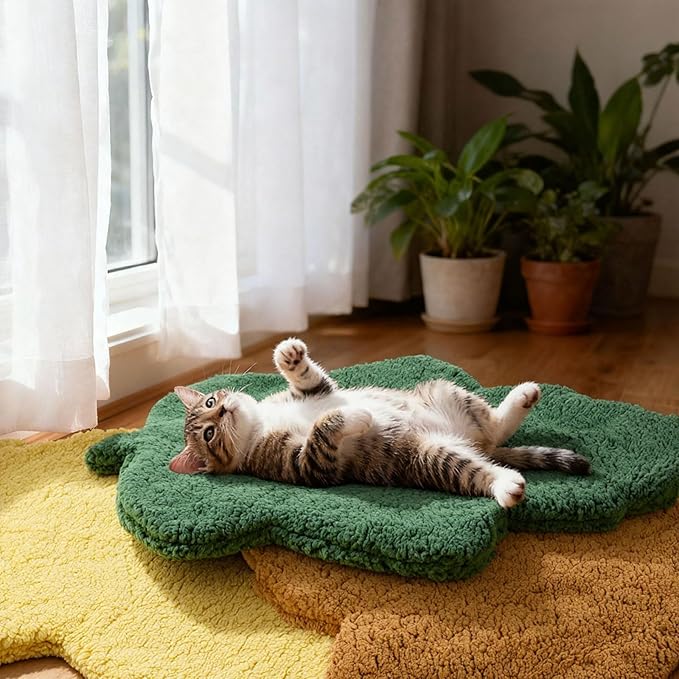 BrightRow 3 Pack Self Warming Pet Bed Leaf Shape Self Heating Cat Dog Mat Washable Thermal Sleeping Pad for Indoor Outdoor Hedgehog, Bunny, Sugar Glider, Rat, Chinchilla(Mixed Colors,Large-19 x29)