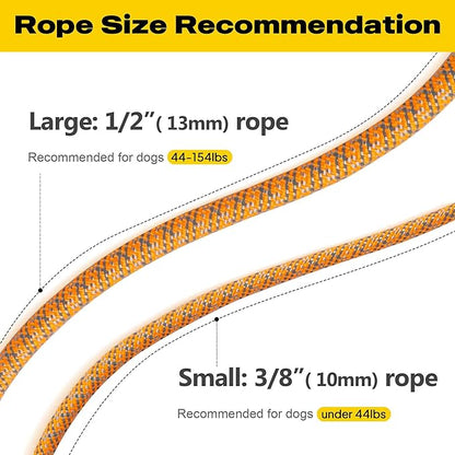 Fida Slip Leads for Dogs, 4 FT x 1/2" Dog Leash Heavy Duty Comfortable Strong Rope Lead for Large, Medium Dogs, No Pull Pet Training Leash with Highly Reflective,Orange
