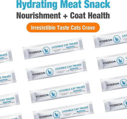 YOSSOA 100Tubes Cat Treat Snack Wet Lickable Squeeze Stick Lickable Treats Dogs & Cats Omg3 Squeezable Creamy Purée Cat Snack Chicken Lickable with Multivitamin Lickable pet Treats Healthy Grain-Free