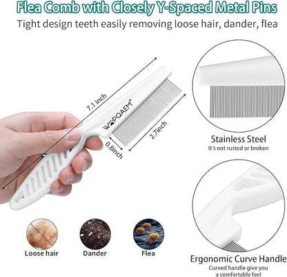 WOPQAEM 6 PCS Self Cleaning Slicker Brush & Undercoat Rake & Bath Brush & Flea Comb & Pet Comb & Steam Brush for Dogs and Cats,Professional Deshedding Dematting Tool for Long and Short Haired Pets