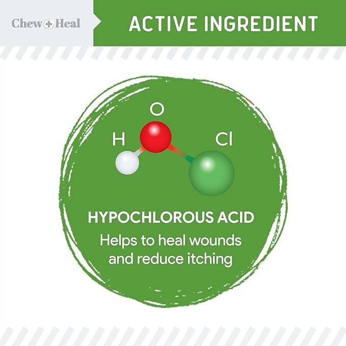 Chew + Heal Labs Hypochlorous Acid Spray for Dogs – 8oz Dog Wound Spray for Cuts, Burns, Sores, Abrasions, and More – Non Toxic and Chemical Free HOCI Wound Care – Made in The USA