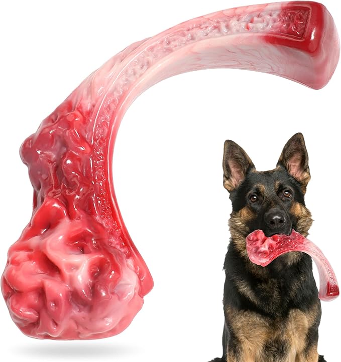 DSUMD Tough Dog Toys for Aggressive Chewers, Super Chew Toy to Keep Them Busy, Cleaning Teeth, Boredom and Stimulating, Indestructible Nylon Bone for Medium Large Breed, Best Pet Gift, Beef Flavor