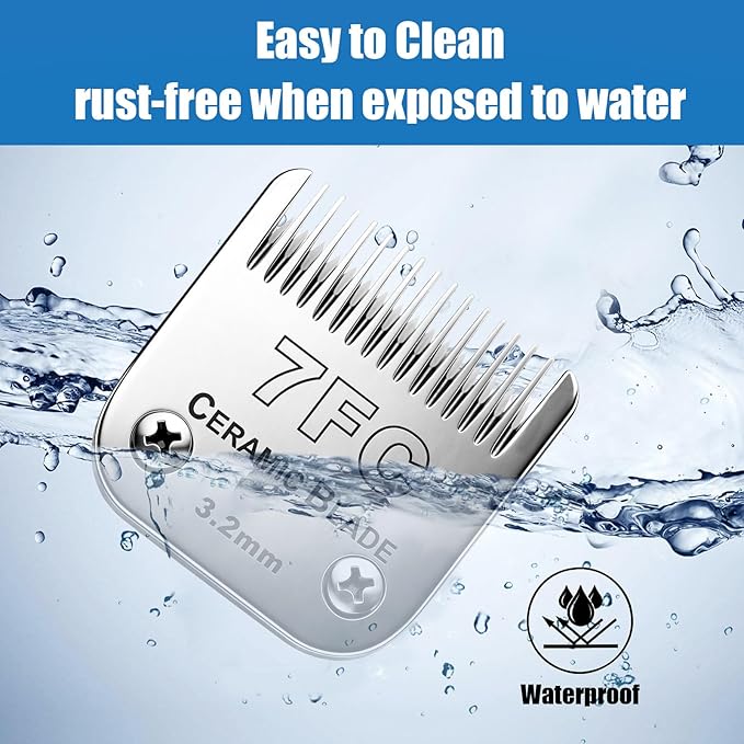 Dog Grooming Replacement Blades Compatible with Andis Dog Clipper, Dog Clipper Blades Compatible with Oster A5,Wahl KM-10 Series Dog Clipper,7FC Blades (3.2mm)