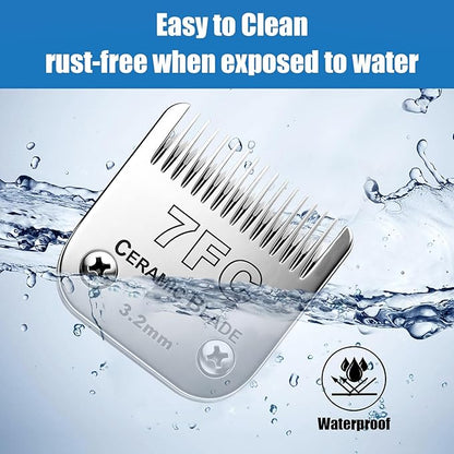 Dog Grooming Replacement Blades Compatible with Andis Dog Clipper, Dog Clipper Blades Compatible with Oster A5,Wahl KM-10 Series Dog Clipper,7FC Blades (3.2mm)