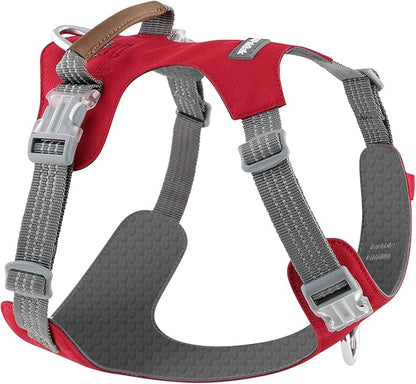 ApakBak No Pull Dog Harness – Adjustable Reflective Nylon Vest for Small Medium Large Dogs, Escape Proof Training Harness with Leather Control Handle, Lightweight Aluminum Hardware (Red, XL)