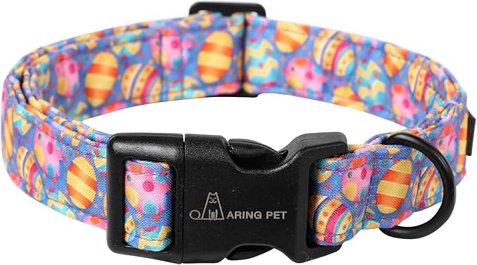 ARING PET Easter Dog Collar, Cute Purple Eggs Pet Collars with Quick Release Buckle for Puppy Small Medium Large Boy Girl Dogs-L