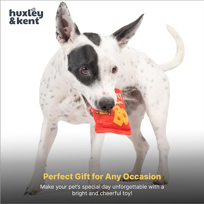 Huxley & Kent Funny Dog Toy w/Squeaker – Power Plush Squeaky Dog Toys for Small Dogs – Durable Small Stuffed Animal for Indoor Play & Fetch - Tiny Tuff Sneez-It