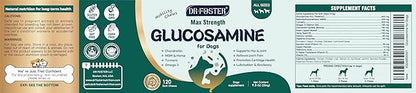 Glucosamine for Dogs, Hip and Joint Supplement for Dogs with Chondroitin, MSM, Turmeric, Omega-3 & Calcium, Dog Glucosamine Supports Pain Relief, Mobility & Comfort, Chicken Flavor, 120 Soft Chews