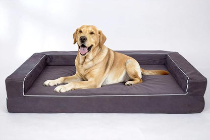 Mama halo Oversized Human Dog Bed & Orthopedic Big Dog Bed, Actual Firm Foam Support, Waterproof Durable Cool Fabric, Smooth Zipper, Joint Relief Pet Bed for Giant Dog, 52" x 34" (Gray, XX-Large)