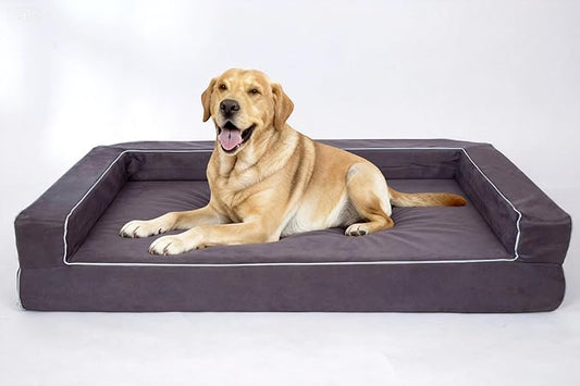 Mama halo Oversized Human Dog Bed & Orthopedic Big Dog Bed, Actual Firm Foam Support, Waterproof Durable Cool Fabric, Smooth Zipper, Joint Relief Pet Bed for X-Large Dog, 52" x 34" (Gray, X-Large)