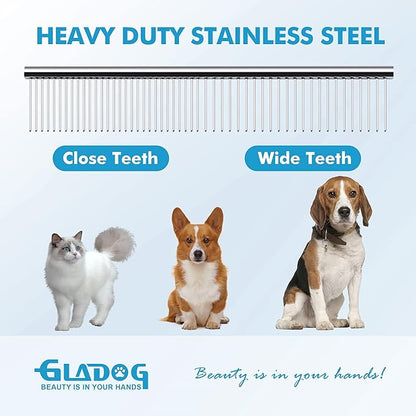 GLADOG Professional 5 in 1 Dog Grooming Scissors Set with Safety Round Tips, Sharp and Heavy-duty Pet Grooming Shears for Cats