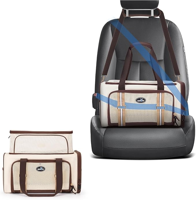 Wakytu Expandable Pet Carrier for Cats & Dogs, Airline Approved Cat Carrier, Large Travel Bag with with Extra Large Foldable mat