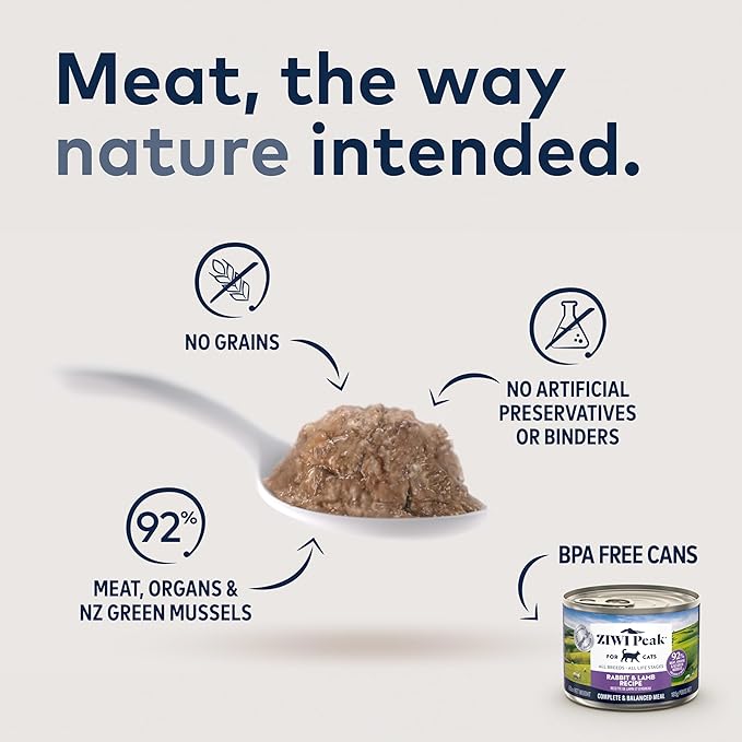 ZIWI Peak Wet Cat Food – All Natural, High Protein, Grain Free, Limited Ingredient, with Superfoods (Rabbit & Lamb, Case of 12, 6.5oz Cans)