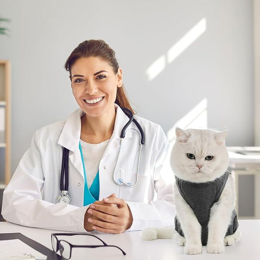 Avont Cat Recovery Suit - Kitten Onesie for Cats After Surgery, Cone of Shame Alternative Surgical Spay Suit for Female Cat, Post-Surgery or Skin Diseases Protection -Darkgrey(M)