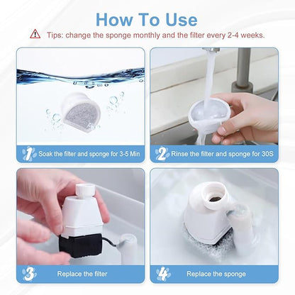 20 Pcs Cat Water Fountain Filters Replacment Compatible with PetSafe Drinkwell Fountains, 10 Replacement Carbon Filters & 10 Replacement Sponges Foam Filter Compatible with PetSafe Water Fountain