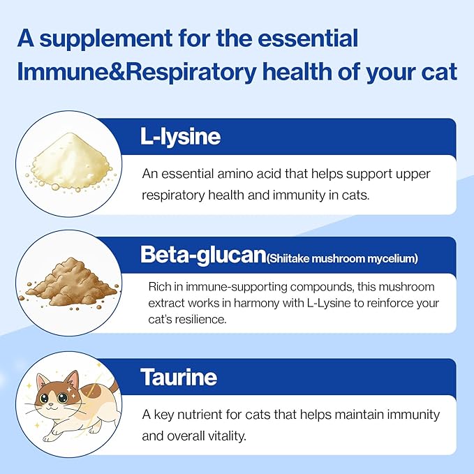 Doctor By FELYSIN (Feline + L-lysine) L-lysine for Cats Lysine Supplements Immune Support Allergy Relief Sneezing Runny Nose Watery Eyes Respiratory Treatment with Beta-glucan, 30 Lickable Formula