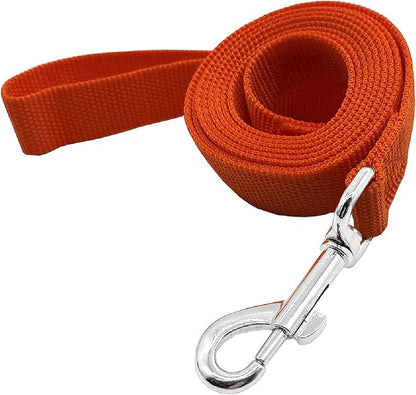 Nylon Dog Training Leash, Traction Rope, 4/5/6 Feet Long, 3/4 Inch 1 Inch Wide, for Small and Medium Dogs (1'' x 5 FT, Orange)