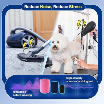 3 Pack Bundle (S, M, L) Dog & Cat Calming Band Cat Anxiety Relief Cover,Double Layer Thickened Elastic Neck Band Ear Muffs for Anxiety Relief/Noise Protection,Grooming,Thunder,Fireworks