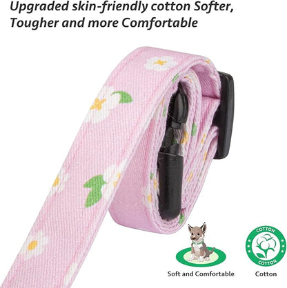 Cotton Handmade Dog Collar Cute and Distinctive Patterns Purple Flower with Pendant for Girl Boy Dogs Collars M