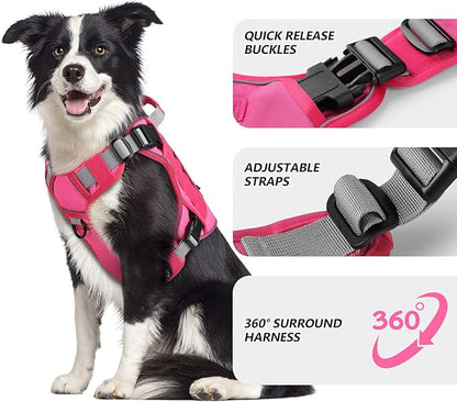 WINGOIN Pink Tactical Dog Harness for Small Dogs, Heavy Duty No Pull Harness with Handle, Adjustable Reflective Military K9 Pet Vest for French Bulldog, Pug, Walking, Training, Hunting (S)