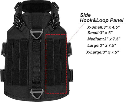 ICEFANG GN3 Tactical Dog Harness with 6X Buckle,Dog Molle Vest with Handle,3/4 Body, Hook and Loop Panel for ID Patch,No Pulling Front Clip (X-Small (Pack of 1), Black)