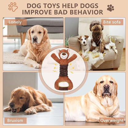 Squeaky Dog Toys - Plush Tug of War with Crinkle Paper, Interactive Pull Toy for Puppies to Large Dogs