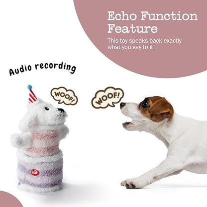 Fuzzwoof Birthday Cake Dog Toy, Singing and Dancing Birthday Songs, Interactive Dog Toys, Plush Stuffed Puppy Toys with Echo Function Feature, Happy Birthday Gift for Dogs