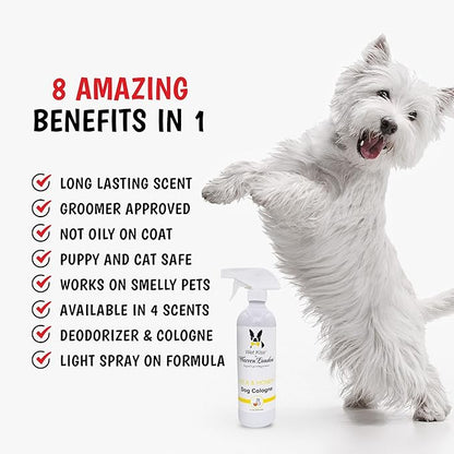 Warren London Wet Kiss Dog Cologne Spray – Milk & Honey | Long-Lasting Odor Eliminator & Coat Freshener for Dogs & Cats | 16 oz