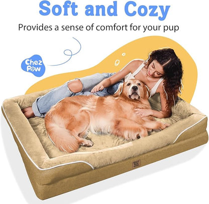 Washable Orthopedic Large Dog Bed - XL Large Dog Bed with Removable Bolsters Cover Foam Support Big Dogs Beds Non-Slip Bottom & Waterproof Pet Beds