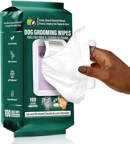 ATIFBOP Dog Paws Wipes, Hypoallergenic Pet Grooming Wipes Natural and Gental, 100 Wipes for Cleaning & Grooming Moisturizing Coconut
