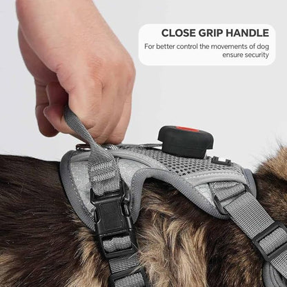 Cat Harness and Leash Set with AirTag Holder: Upgraded Escape Proof Vest with Lead for Small Dog Puppy Large Cat Walking，Soft Breathable Mesh Coat with Reflective Strip, Grey, S