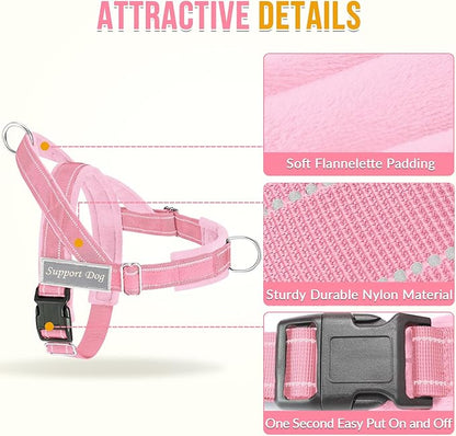 Lukovee No Pull Dog Harness & Leash Set - Heavy Duty Dog Vest Harness with Soft Padded for Medium Large Dogs, Adjustable Reflective Tactical Pet Harness for Easy Walk and Training (XL, PI)