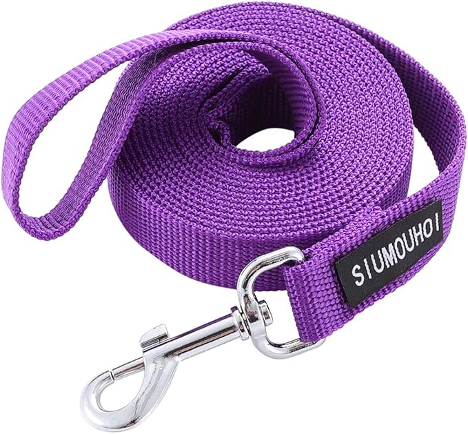 Siumouhoi Strong Durable Nylon 10ft Long Dog Training Leash, Traction Rope, 1 Inch Wide, for Small and Medium Dog (Purple, 10 Feet)