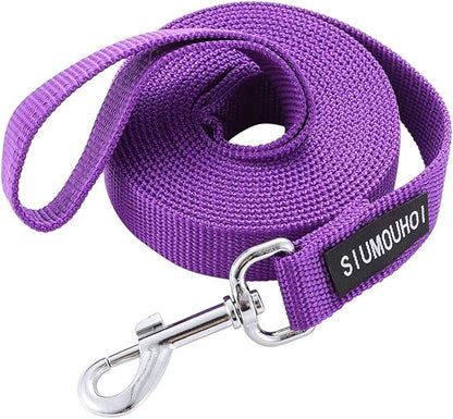 Siumouhoi Strong Durable Nylon 10ft Long Dog Training Leash, Traction Rope, 1 Inch Wide, for Small and Medium Dog (Purple, 10 Feet)