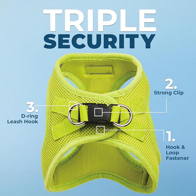 Best Pet Supplies Voyager Step-in Air Harness - All Weather Mesh, Reflective, No Pull Harness for Dogs, Cats - Secure with Hook & Loop Fastener, Buckle, Double D-Rings - Lime Green, XXS