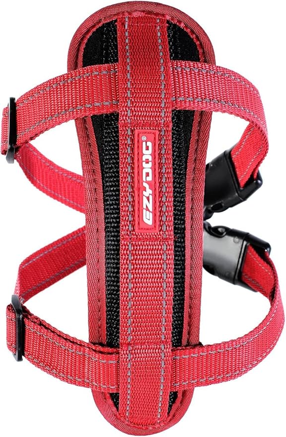 EzyDog Chest Plate No Pull Dog Harness – Escape Proof Harness with Reflective Stitching and Comfort Padding for Easy Walks, Training & Control - Car Restraint Included (X-Small, Red)